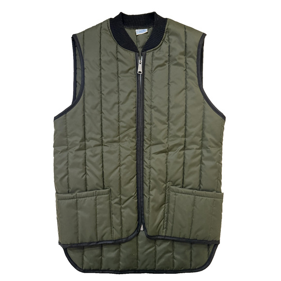 Vintage Vest Mens Sears Work Leisure Medium Olive Quilted Zip Front Workwear USA - Picture 1 of 7
